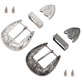 2 наборы 2 цветные наборы пряжек из цинкового сплава, включить роликовую пряжку, прямоугольный серебристый шарм, треугольная застежка-молния и винт