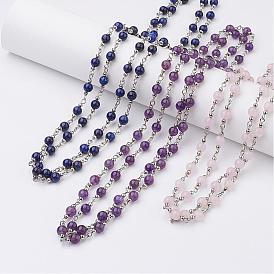 Colliers double couche, Deux collier en perles gemmes à plusieurs étages, colliers double couche et perles en strass, à trouver fer, platine