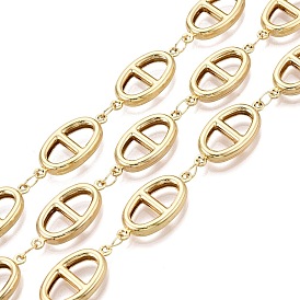 304 Stainless Steel Link Chains, Pig Nose, Soldered, with Spool