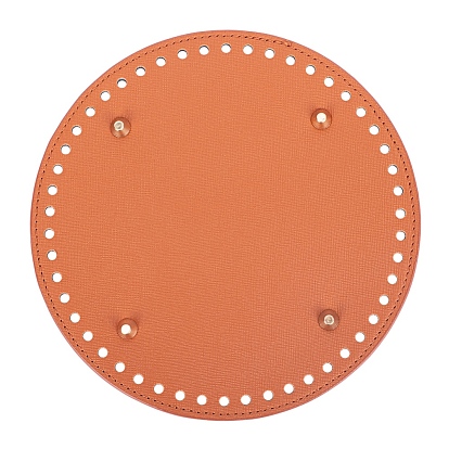 PU Leather Bottom, for Women Bags Handmade DIY Accessories, Flat Round