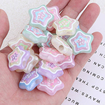 Прозрачные акриловые европейские бусины с принтом, бусины с большим отверстием, звезда