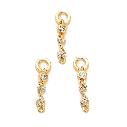 Подвески-соединители для музыкальных нот из латуни с прозрачными кубическими цирконами, ионное покрытие (ip)