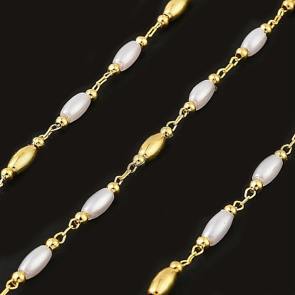 Латунные цепные цепи, с имитацией жемчуга, долговечный, пайки, без кадмия и без свинца, без свинца и без никеля , с катушкой