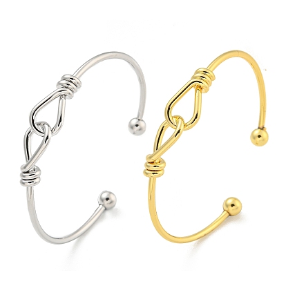 Cross Knot Brass Open Cuff Bangles for Women