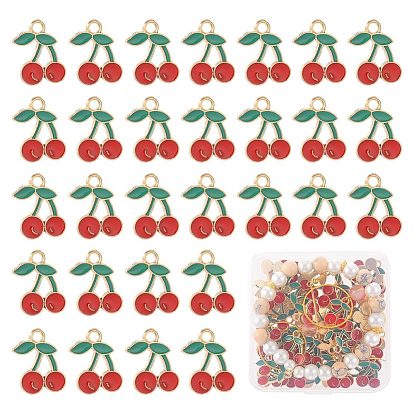 60 шт. Подвески из сплава эмали, вишня, золотой свет