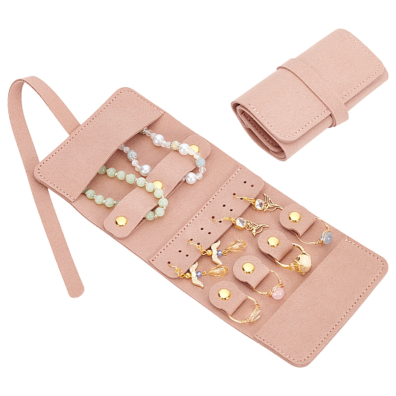 Прямоугольный чехол из искусственной кожи с валиками для ювелирных изделий из микрофибры, кольца ожерелья серьги браслеты, с фурнитурой сплавочной золотистого тона