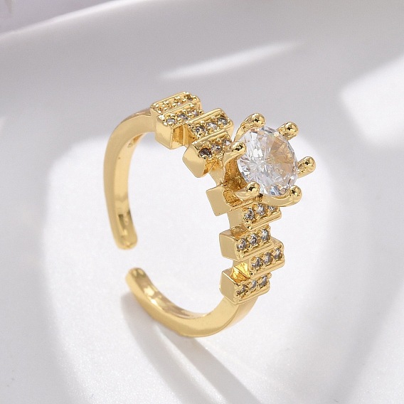 Круглые латунные манжеты с микропаве из прозрачного кубического циркония