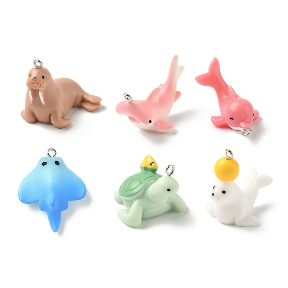 Подвески из непрозрачной смолы в виде морских организмов, с железной платиной петлей