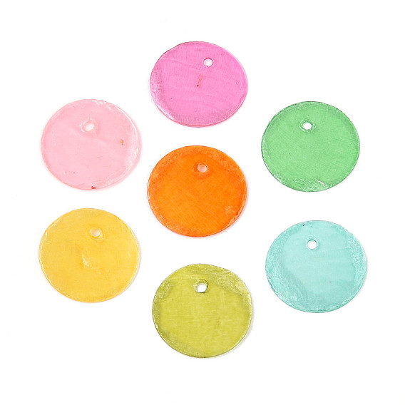 Шармы-диски из натуральной ракушки капиз, окрашенные распылением