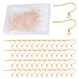 200Pcs Brass Earring Hooks, with Horizontal Loop and Beads, Long-Lasting Plated