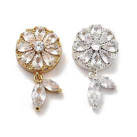 Многожильные звенья из латуни с прозрачным фианитом, цветок