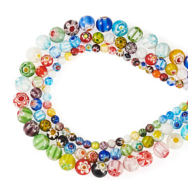 3 Stränge 3 Stile handgefertigte Millefiori-Glasperlenstränge
