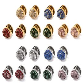 304 женские серьги-кольца со стразами из нержавеющей стали, слеза, золотые