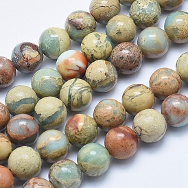 Perles de jaspe naturel aqua terra, ronde