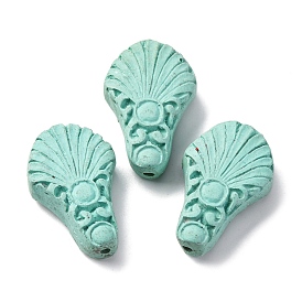 Perles de cinabre, sculpté en laque, fleur