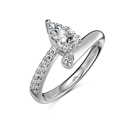 925 кольца из стерлингового серебра с родиевым покрытием в форме капли на палец, прозрачное кольцо из кубического циркония для женщин
