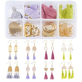 SUNNYCLUE DIY Tassel Earrings Making Kits, with Alloy Links, Brass Pendants & Links & Earring Hooks, Tassel Pendant Decoration