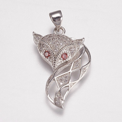 Латунные микро проложить кубического циркония подвески, лиса