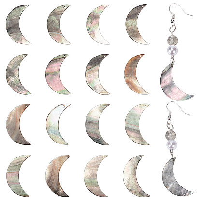 20 шт 2 стили натуральные черные подвески-ракушки для губ, лунное очарование