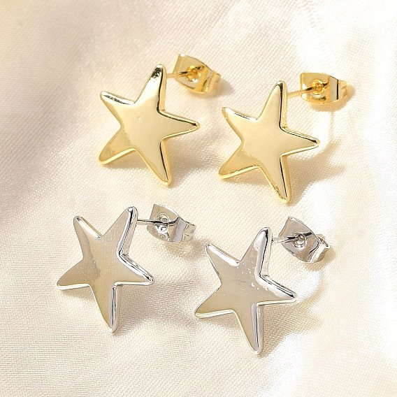 Латунь серьги, звезда