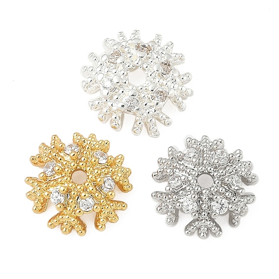 Колпачки для бусин из прозрачного кубического циркония из латуни, цветок