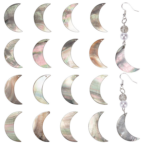 20 шт 2 стили натуральные черные подвески-ракушки для губ, лунное очарование