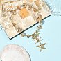Summer Beach 304 Stainless Steel Starfish Charm OT Bracelets, Natural Freshwater Shell Nuggets Beaded Chain Bracelets for Women, Seashell Color