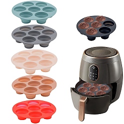 Freidora de aire plegable portátil moldes para muffins de silicona, 7 tazas de molde para cupcakes antiadherente, plano y redondo
