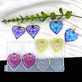Valentine's Day Heart Food Grade Silicone Mold, Earring Pendnat Molds for UV Resin, Epoxy Resin Jewelry Making