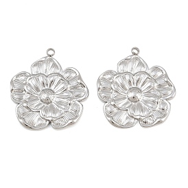 304 Stainless Steel Pendants, Flower Charms