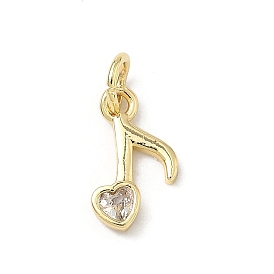 Латунные микропаве прозрачные подвески с фианитом, прелести музыкальных нот, долговечный, стойки покрытие, без свинца и без кадмия