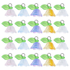 100шт 10цвета стеклянные подвески-цветки жизни, с медными петлями