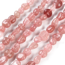 Natural Strawberry Quartz Beads Strands, Nuggets, Tumbled Stone