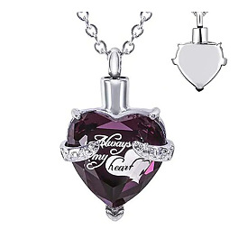 Heart Birthstone January to December Perfume Box Urn Pendant Necklace