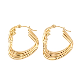 Ion Plating(IP) 304 Stainless Steel Hoop Earrings for Women, Triple Heart