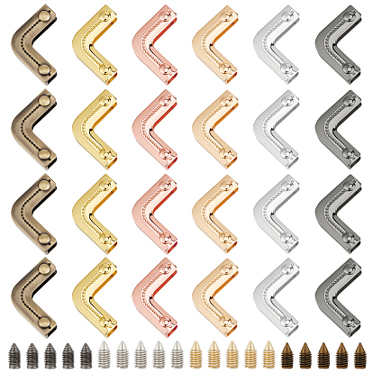 24 шт. 6 стили цинковый сплав кошелек декоративная кромка фурнитура, защита углов сумки, с винтами, l-образный
