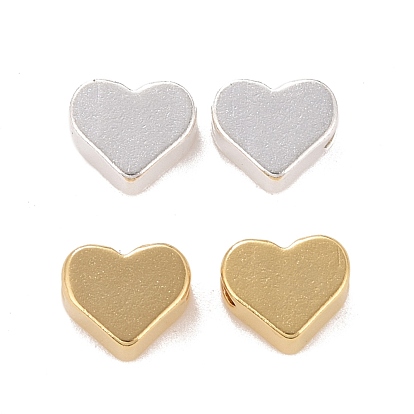 Rack Plating Eco-friendly Brass Beads, Lead Free & Cadmium Free, Long-Lasting Plated, Heart