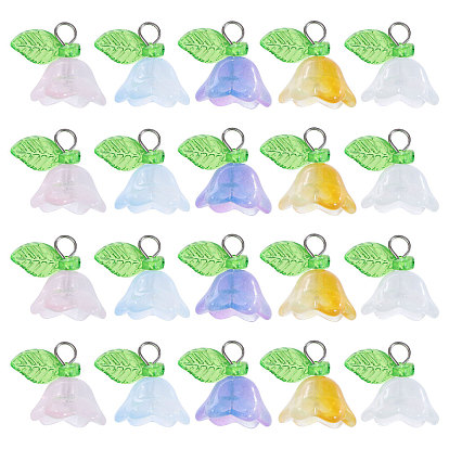 100шт 10цвета стеклянные подвески-цветки жизни, с медными петлями