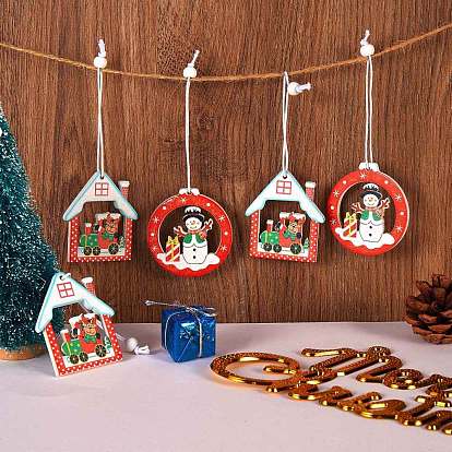 Fábrica de China Conjunto adornos de madera de navidad, piezas de madera kit de colgantes adornos para la puerta del árbol de navidad y la decoración regalo del