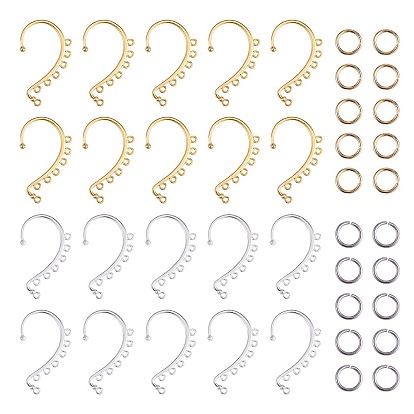 20 шт. 2 цвет сплава ушные манжеты выводы, альпинистская обертка вокруг сережек без пирсинга, с 200 шт. 304 соединительными кольцами из нержавеющей стали