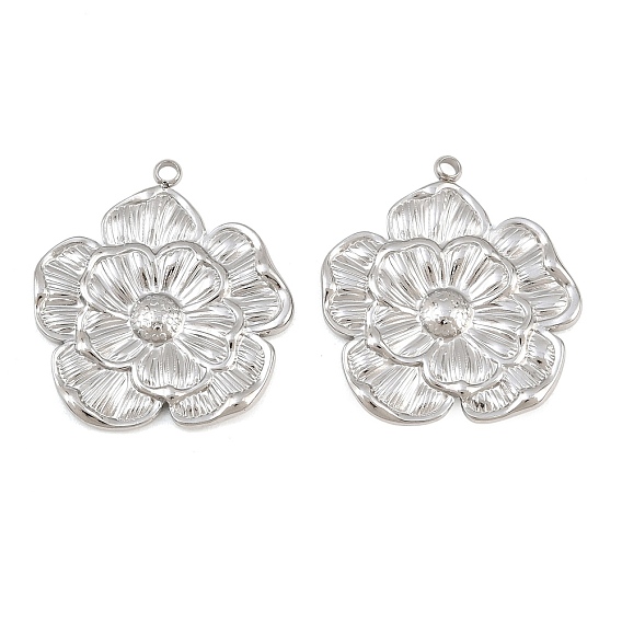 304 Stainless Steel Pendants, Flower Charms