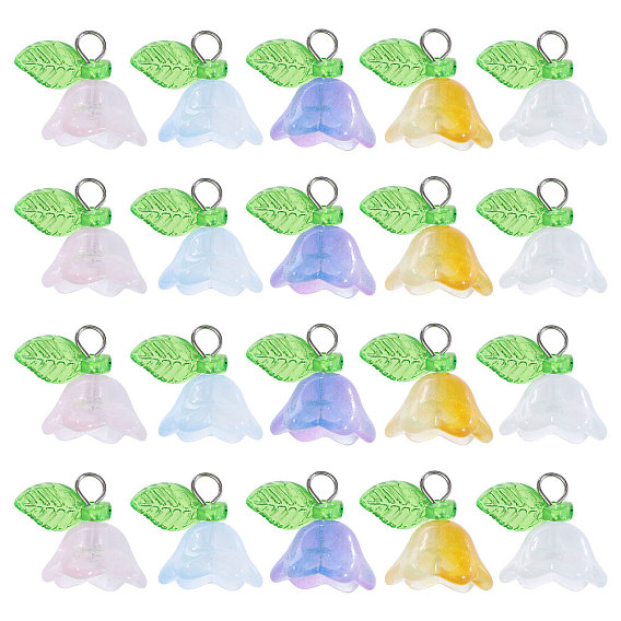 100шт 10цвета стеклянные подвески-цветки жизни, с медными петлями