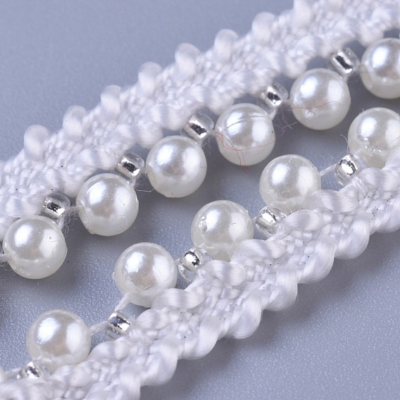 Plastic Imitation Pearl Beads Ribbon, Garment Accessories