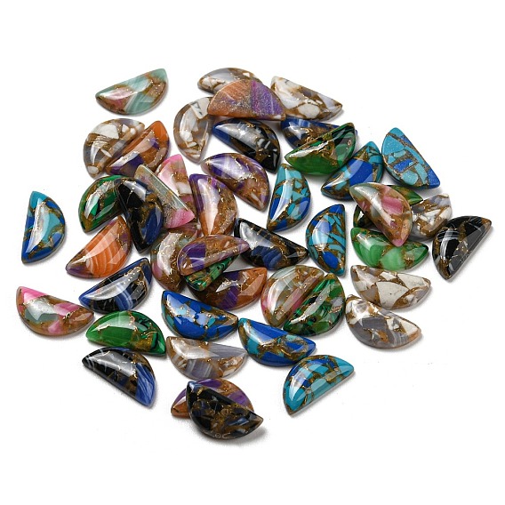 Imitation cabochons en verre jade, demi-tour