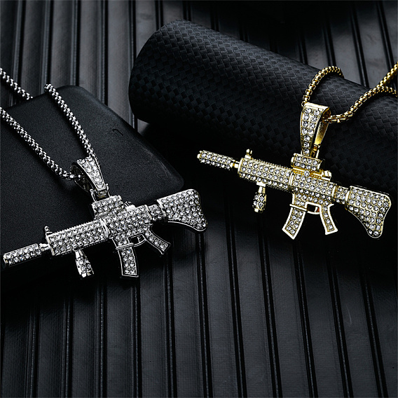 Модные ожерелья с подвеской в стиле хип-хоп из сплава с кристаллами и стразами