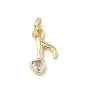 Латунные микропаве прозрачные подвески с фианитом, прелести музыкальных нот, долговечный, стойки покрытие, без свинца и без кадмия