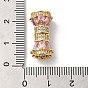 Rack Plating Brass Pave Pink & Clear Cubic Zirconia Screw Clasps, Cadmium Free & Lead Free, Long-Lasting Plated