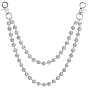 1Pc Polymer Clay Rhinestone Round Beaded Pants Chains, with Zinc Alloy Clasps, Platinum