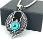 Винтажные готические ожерелья из нержавеющей стали с подвеской в виде голубого глаза с крыльями для мужчин