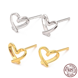 Открытое сердце 925 серьги-гвоздики из стерлингового серебра, изящные серьги для девушек